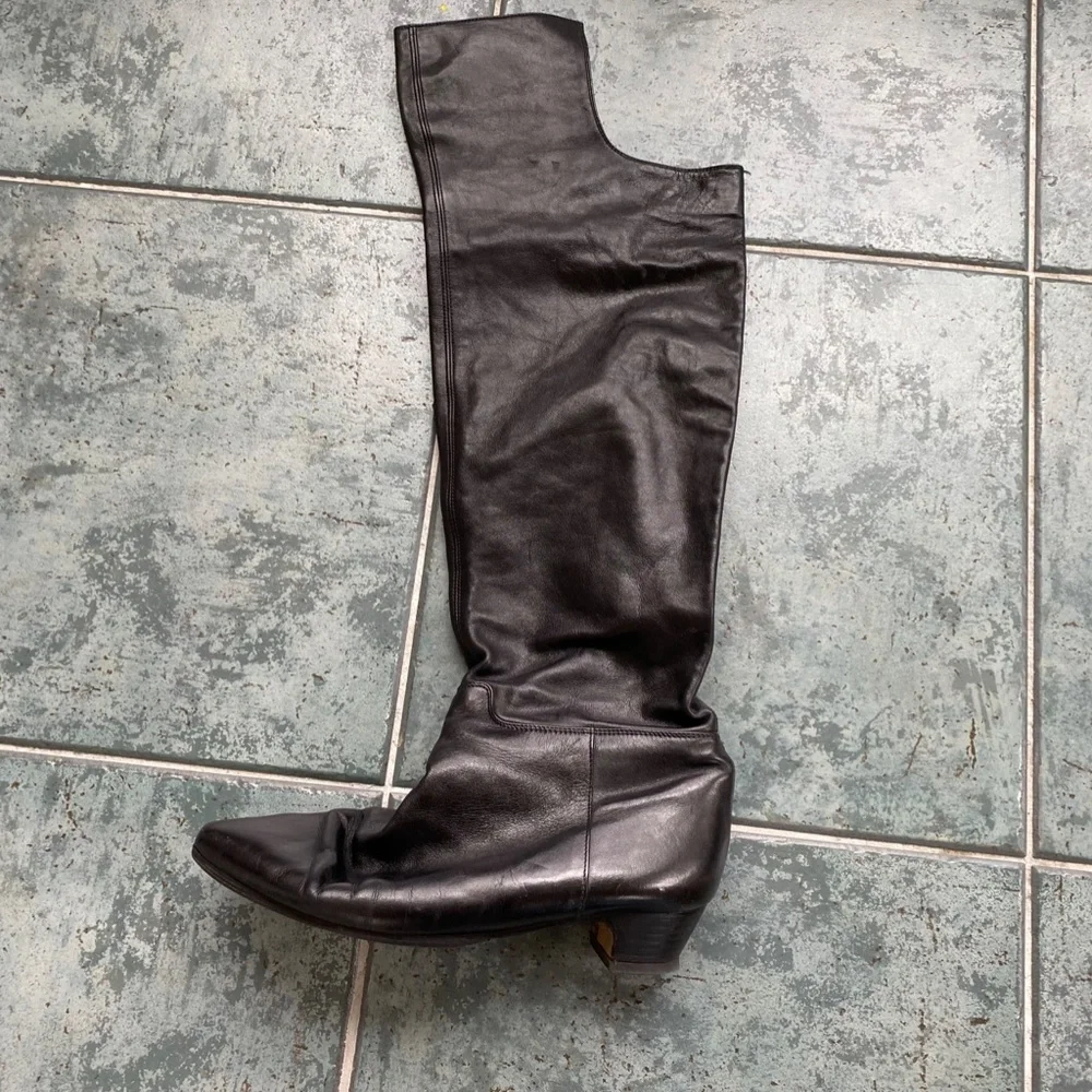 Over the Knee Black Leather Boots